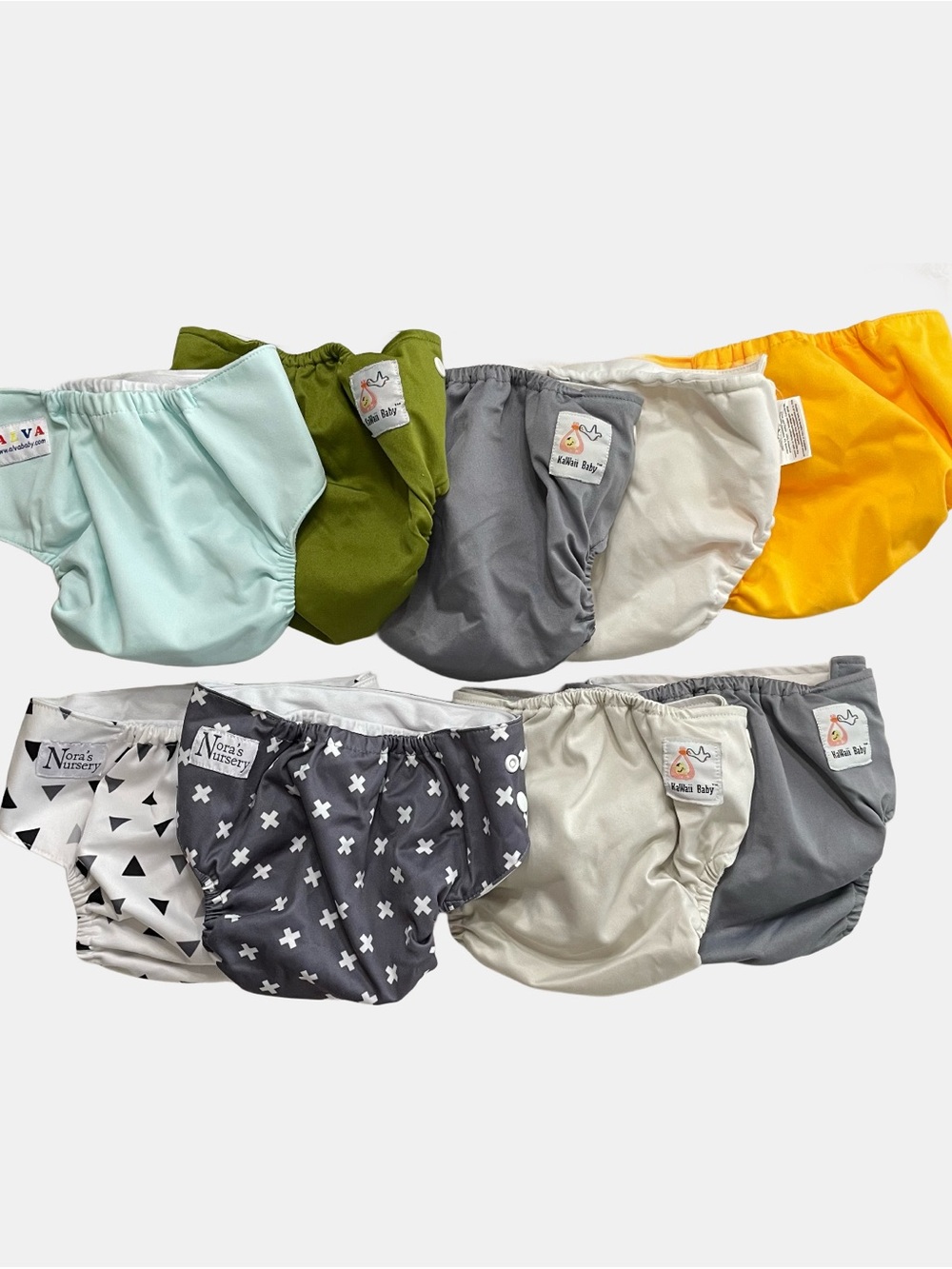 9 Reusable Snap Adjustable Baby Diaper Covers Neutral Color Noras Nursery KaWaii